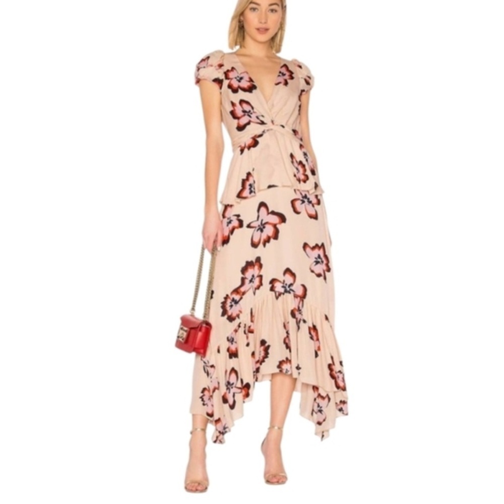 A.L.C. Silk Zadie Floral Twist Asymmetrical Ruffle Dress 4